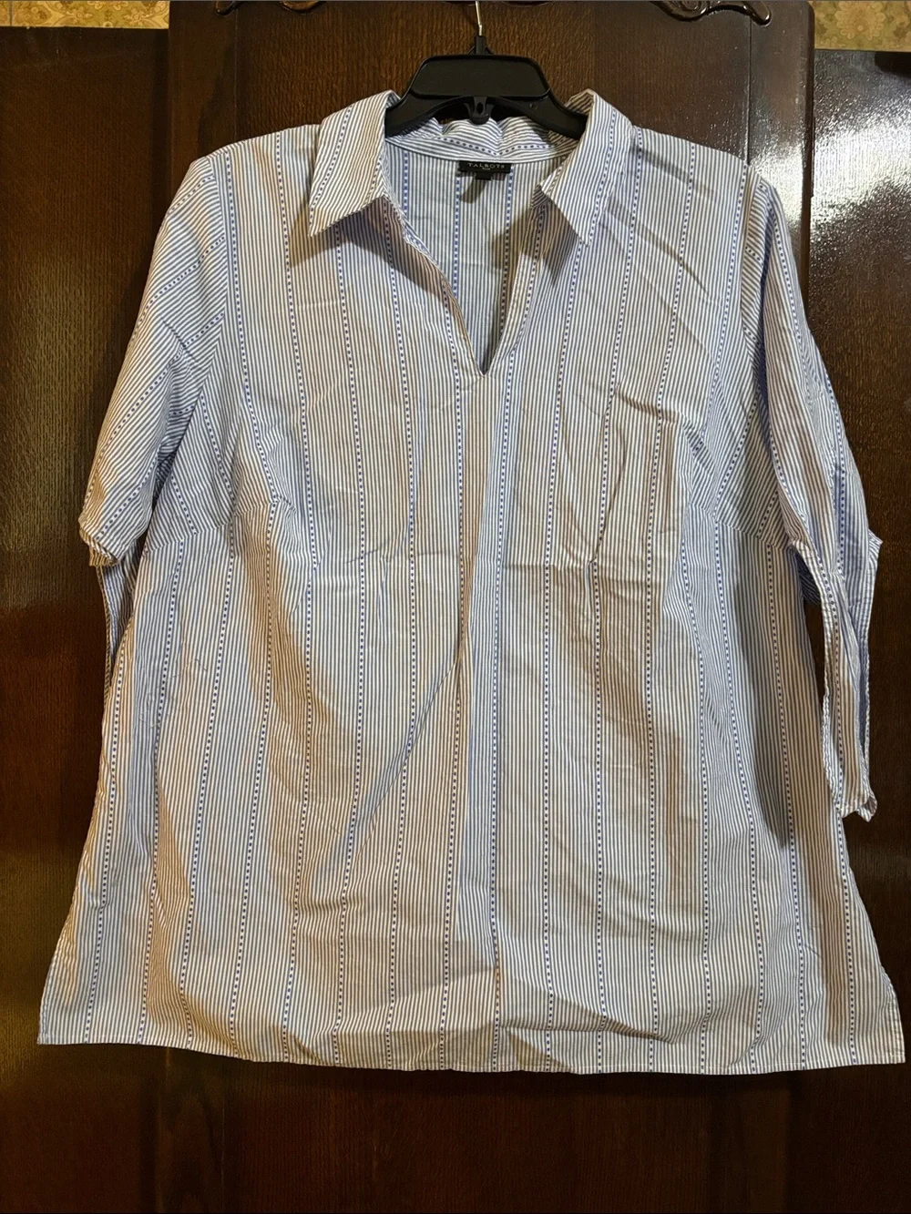 Talbots Blue and White Striped Popover Shirt - Picture 1 of 9